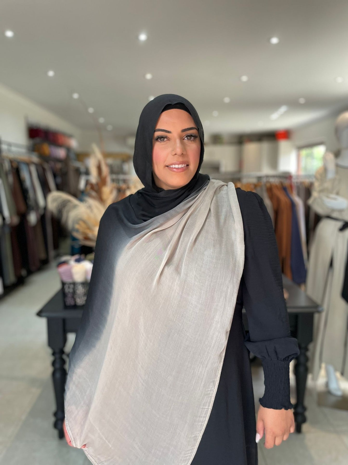 Ombre Viscose - Beige/Black